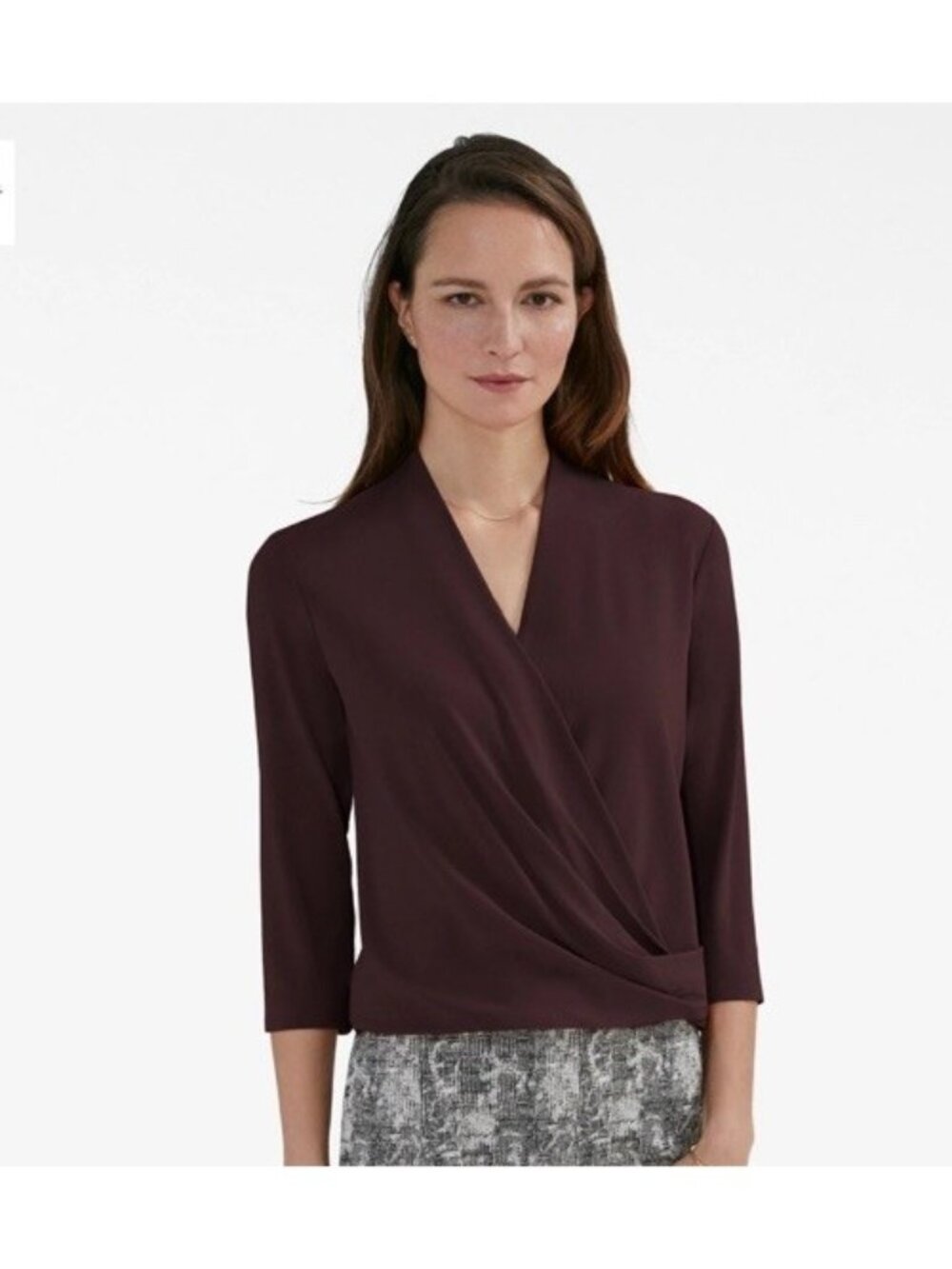MM Lafleur NY Deneuve 3.0 Faux Wrap Top Blouse In Blackberry Size Medium